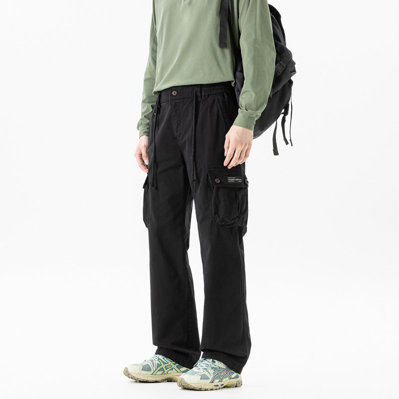 Men's Relaxed-Fit Canvas Cargo Pants with Drawstring, Multi-Pockets and Utility D-Ring Mune Fashion