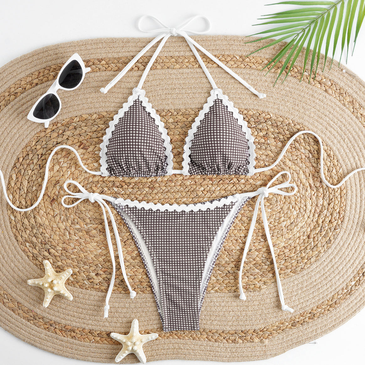 Women’s bikini set with embellished triangle top and adjustable bottom Mune Fashion
