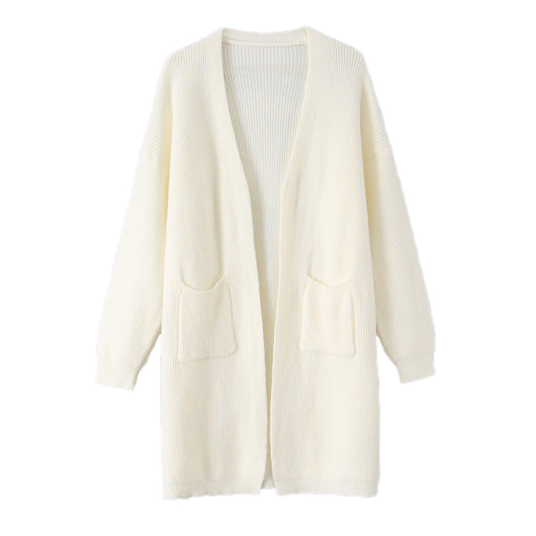 Women Long Oversized Knit Cardigan with Patch Pockets Mune Fashion
