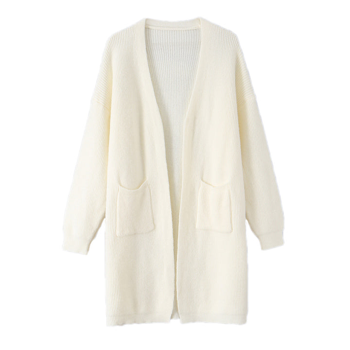 Women Long Oversized Knit Cardigan with Patch Pockets Mune Fashion