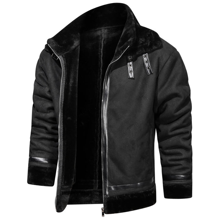 Men's Padded Pilot Jacket with Faux Fur Lining and Leather Trim Mune Fashion