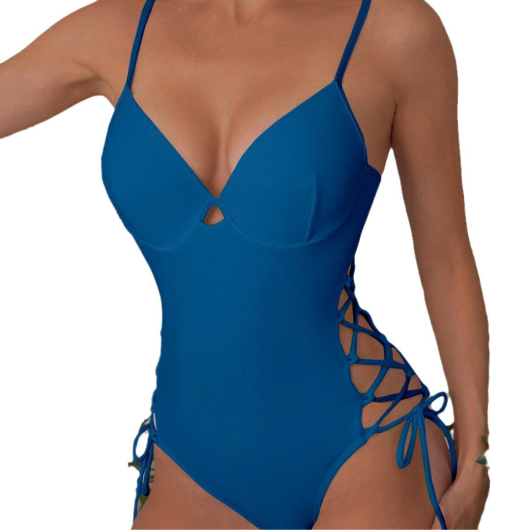 Women One Piece Swimsuit with Sophisticated Cut and Adjustable Side Ties Mune Fashion