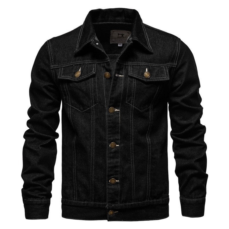 Men's Nan Denim Trucker Jacket Slim Fit with Vintage Metal Buttons and Vertical Seam Guidance Mune Fashion