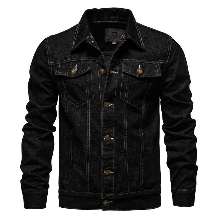 Men's Nan Denim Trucker Jacket Slim Fit with Vintage Metal Buttons and Vertical Seam Guidance Mune Fashion