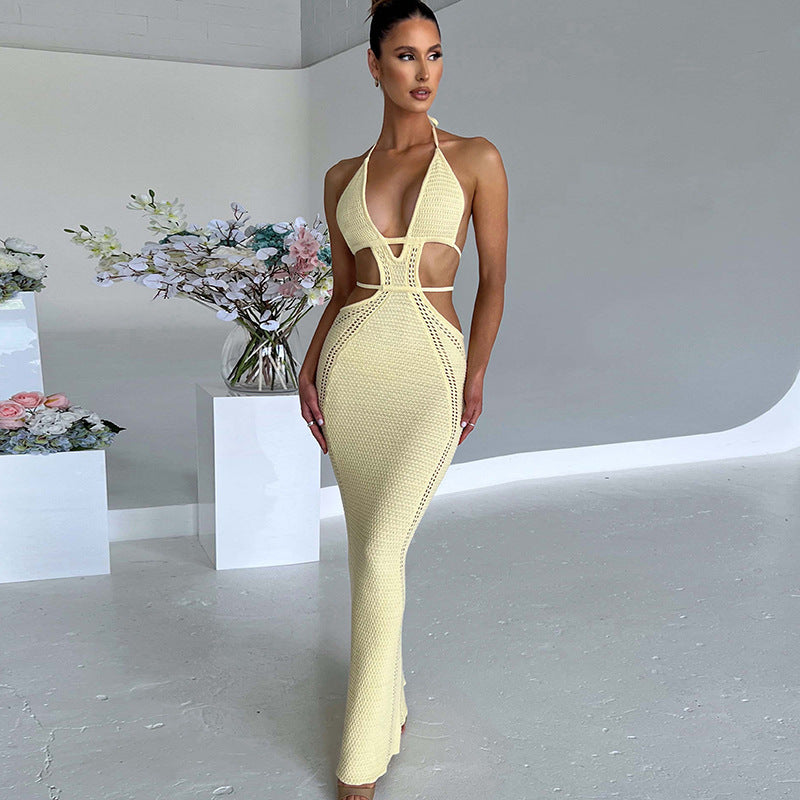 Women's Maxi Beach Dress with Innovative Cut-Out Design