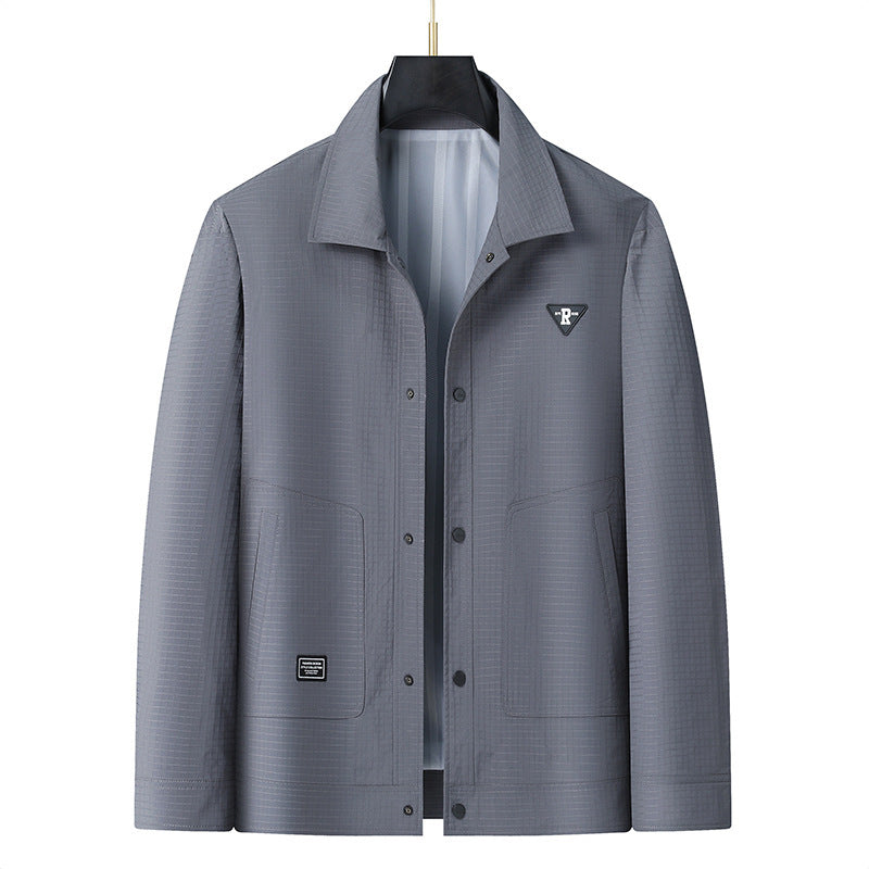 Men's lightweight technical coach jacket with ripstop structure, snap buttons, and patch pockets Mune Fashion