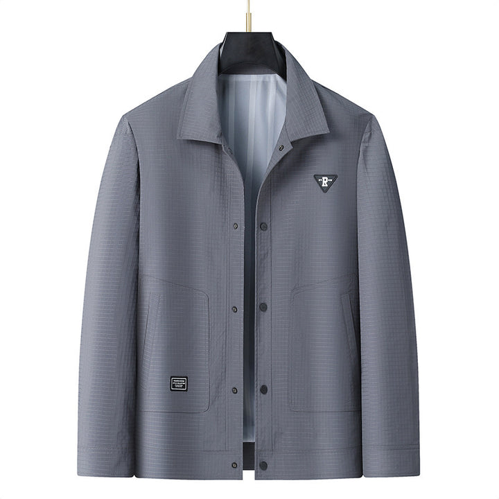 Men's lightweight technical coach jacket with ripstop structure, snap buttons, and patch pockets Mune Fashion