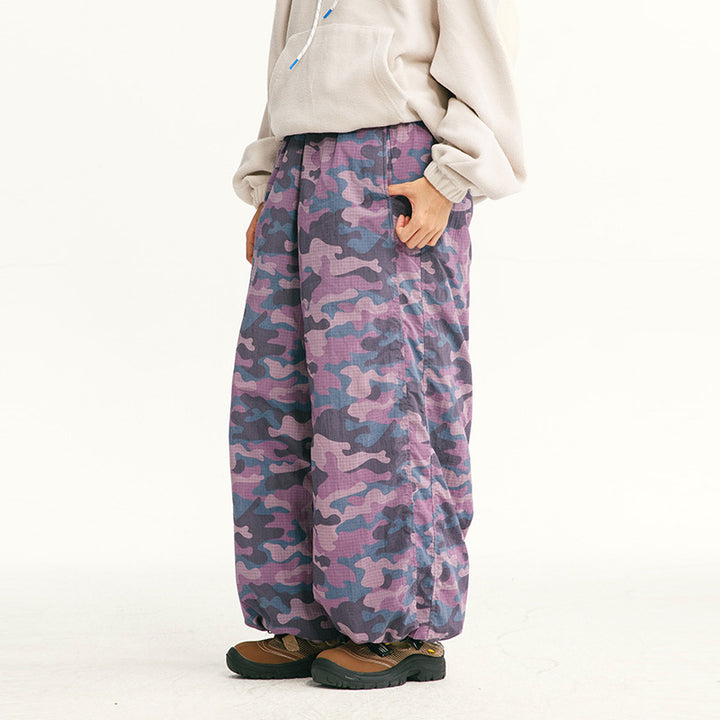 Men's loose-fitting ripstop leisure pants with camouflage pattern and elastic drawstring waistband Mune Fashion