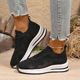 Women's knitted slip-on platform sneakers with breathable upper material and padded comfort insole Mune Fashion