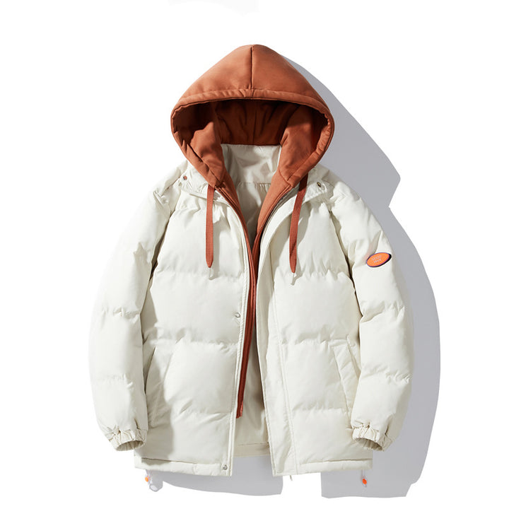 Men's Padded Winter Puffer Jacket with Two-Layer Hood and Elastic Cuffs Mune Fashion