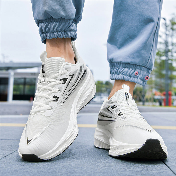 Men's lightweight cushioned road running sneakers with high EVA platform sole and breathable knitted upper Mune Fashion
