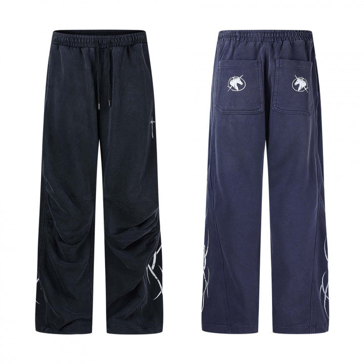 Men's loose sweatpants in baggy cut with elastic waistband, drawstring and gathered knee area Mune Fashion