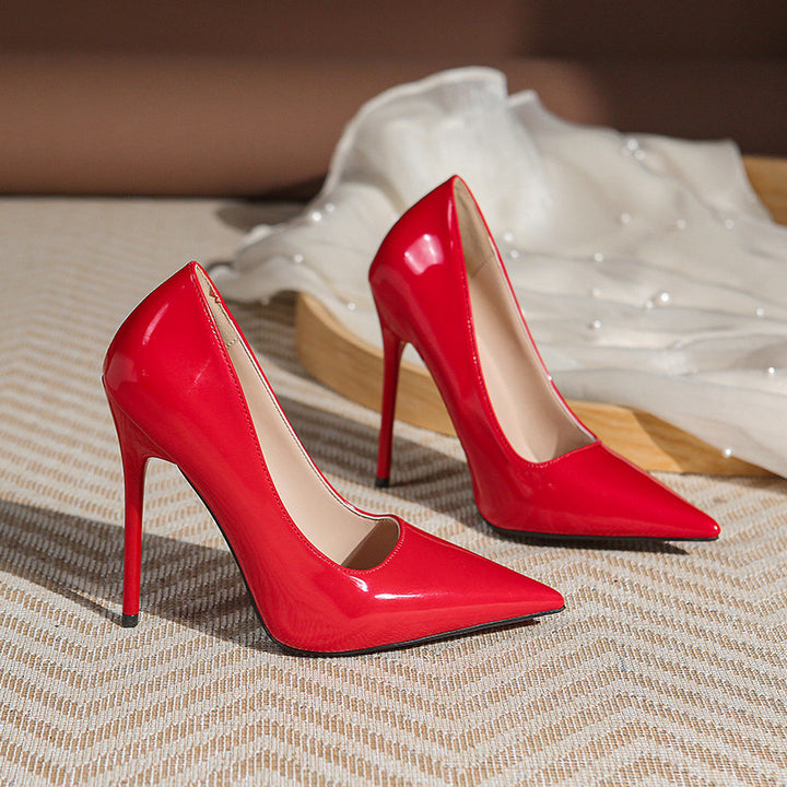 Ladies elegant pointy patent pumps with extra high stiletto heel Mune Fashion