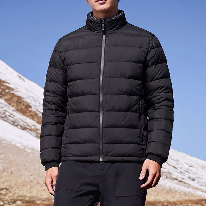 Men's ultralight compact quilted jacket with thermal filling, stand-up collar & water-repellent cover Mune Fashion