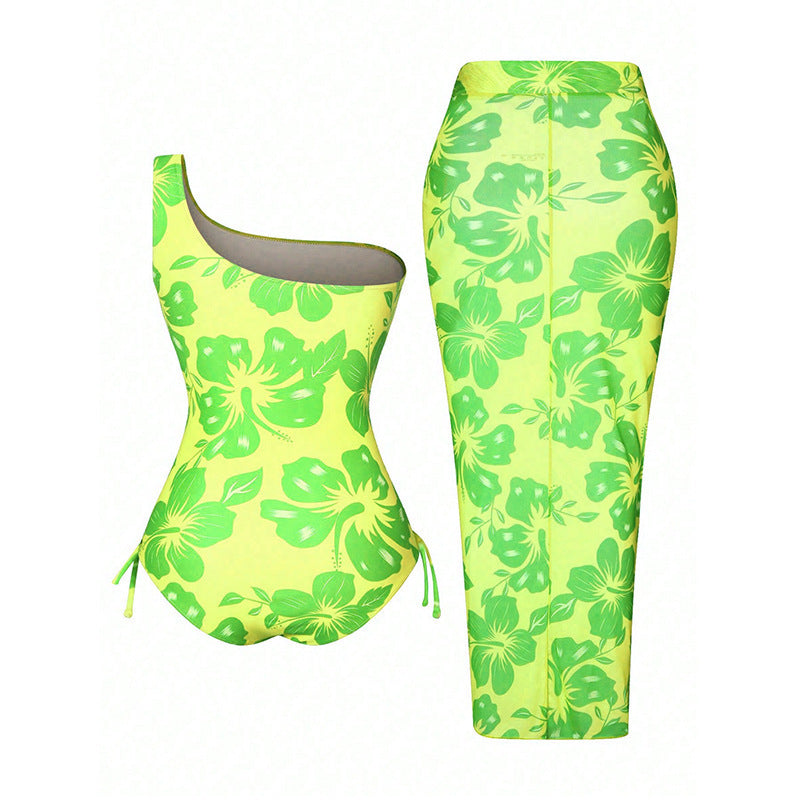 Women's one-piece swimsuit with matching wrap skirt Mune Fashion