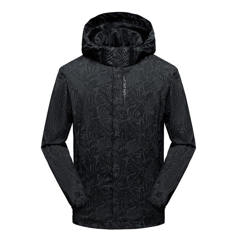 Men's lightweight hooded windbreaker with floral all-over print, water-repellent shell and elastic cuffs Mune Fashion