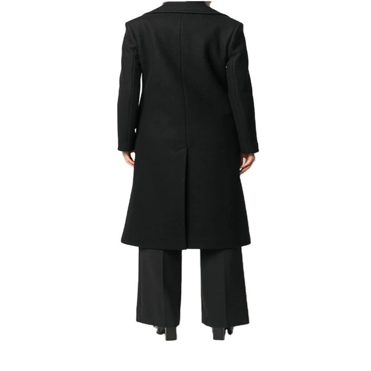 Women Double-breasted Coat in Military Look with Golden Decorative Buttons Mune Fashion