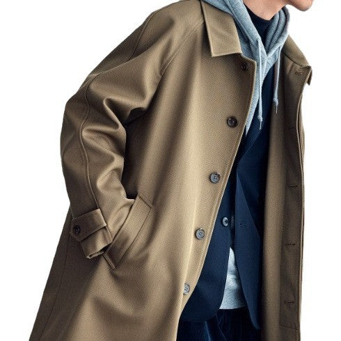 Men's Technical Wool Blend Coat with Straight Cut and Button Closure Mune Fashion