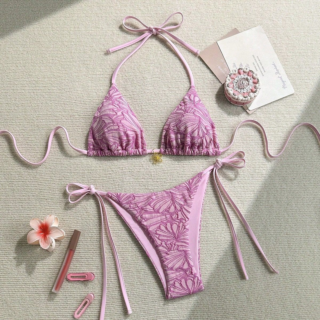 Women Bikini Top and Lace Bikini Bottom Mune Fashion