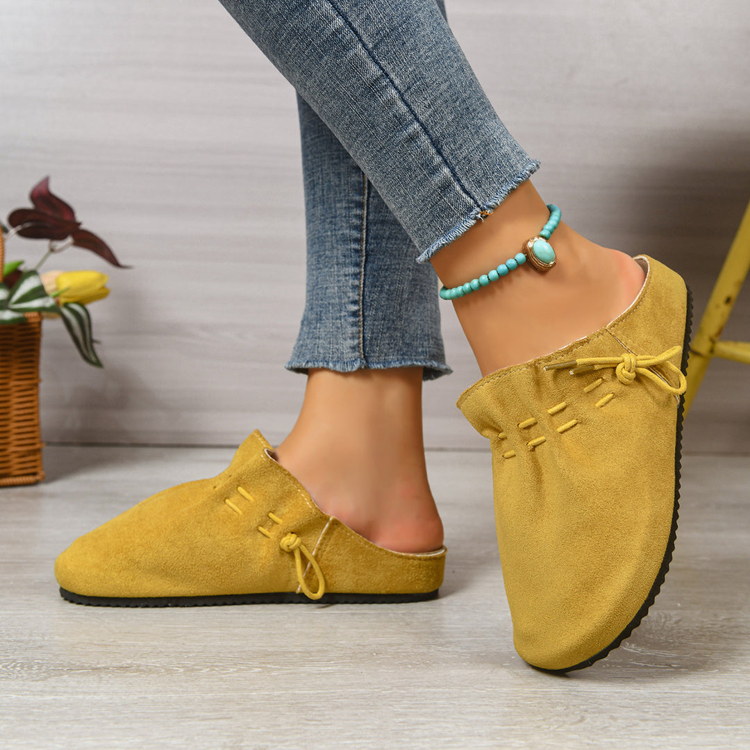 Ladies nan padded velour slip-on with teddy insole, soft insole and decorative lacing Mune Fashion