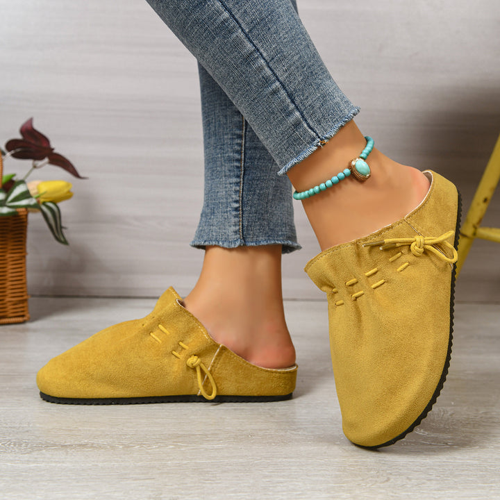 Ladies nan padded velour slip-on with teddy insole, soft insole and decorative lacing Mune Fashion