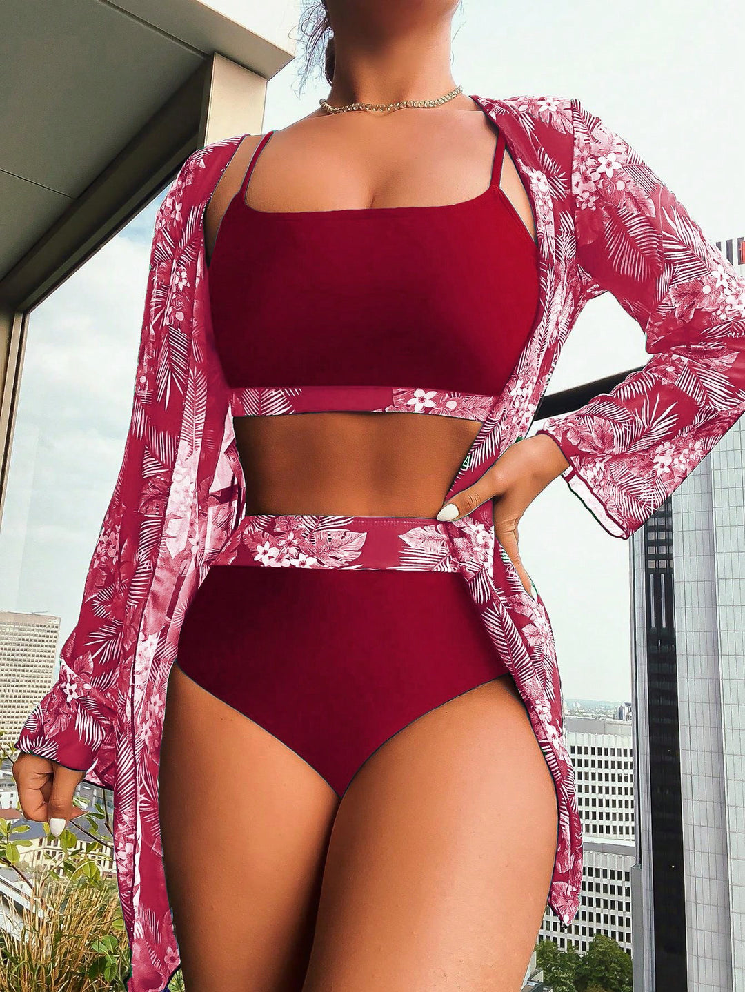 Ladies Refined Bikini Set with Transparent Wrap Mune Fashion