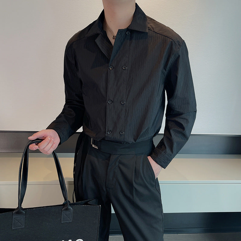 Men's Fashion Short Sleeve Shirt with Textured Collar Mune Fashion