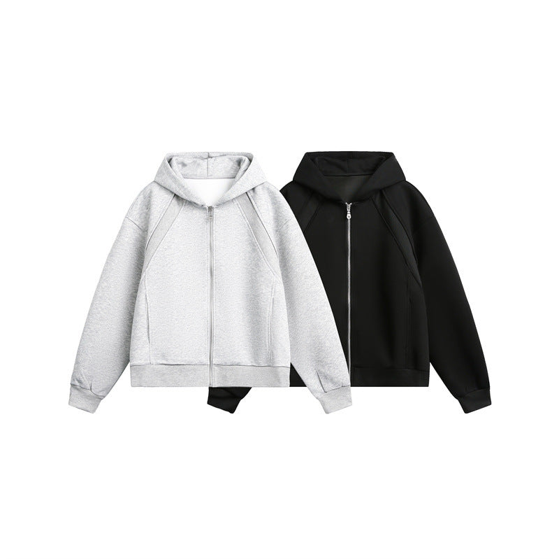 Unisex Light Oversize Hooded Sweat Jacket with Full Zip, Raglan Sleeves and Side Pockets Mune Fashion