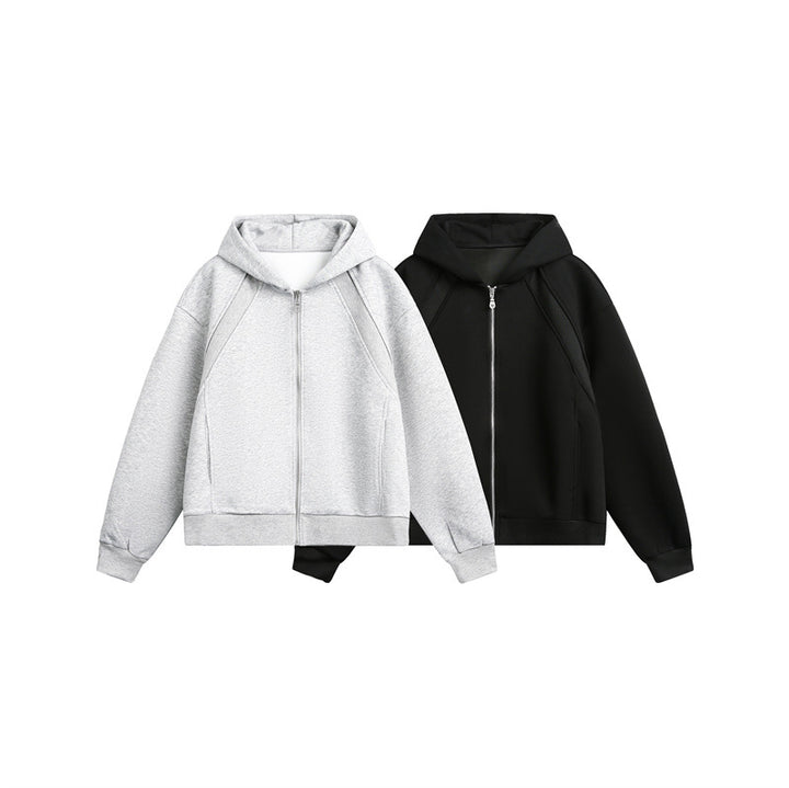 Unisex Light Oversize Hooded Sweat Jacket with Full Zip, Raglan Sleeves and Side Pockets Mune Fashion