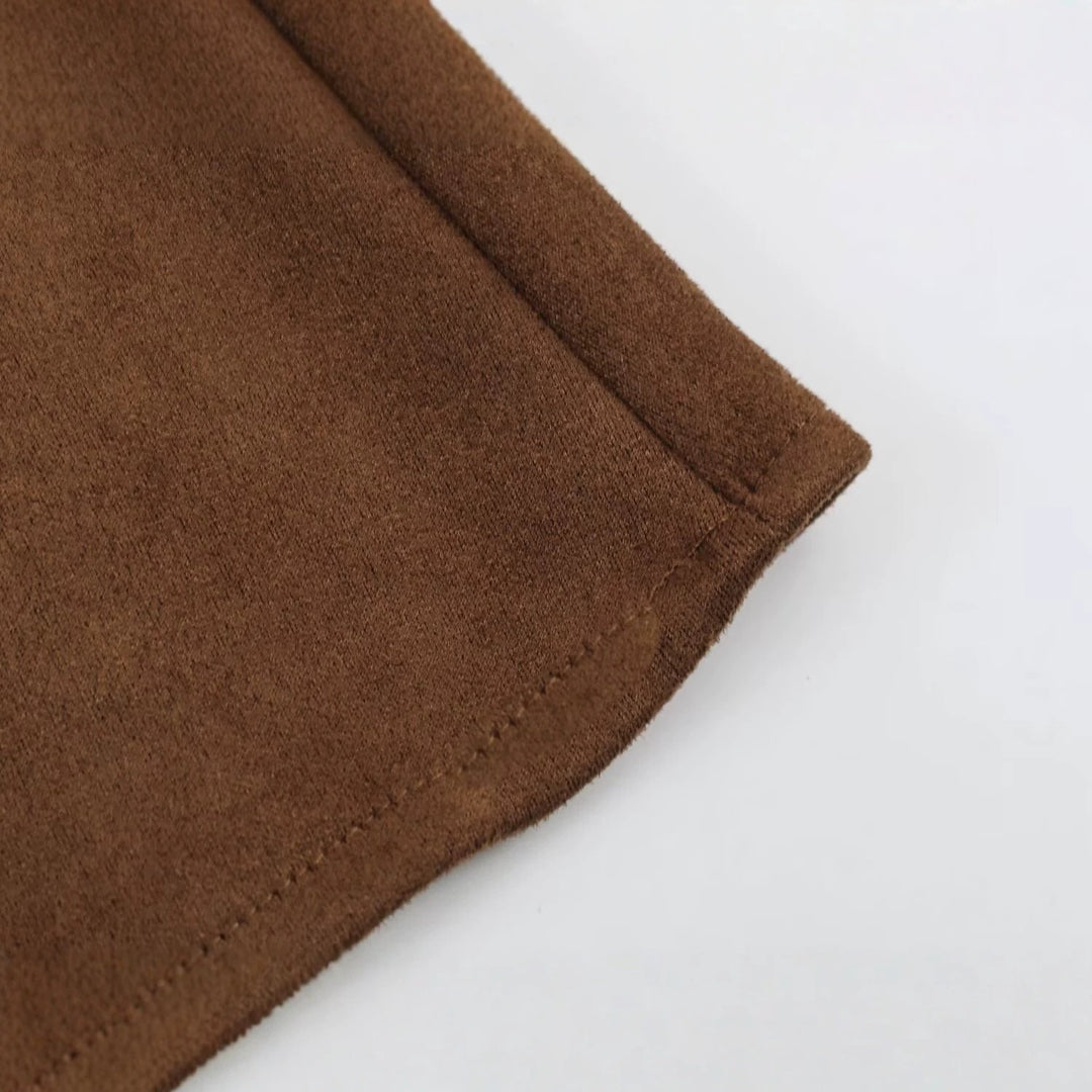 Women's A-line midi skirt in velour look with high waist Mune Fashion