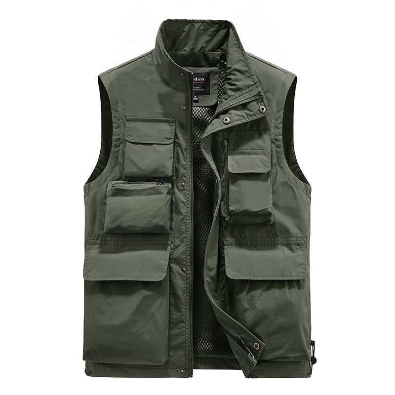 Men's Multifunctional Utility Vest with Multiple Pockets and Breathable Mesh Lining Mune Fashion