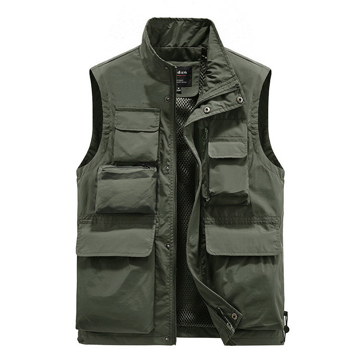 Men's Multifunctional Utility Vest with Multiple Pockets and Breathable Mesh Lining Mune Fashion