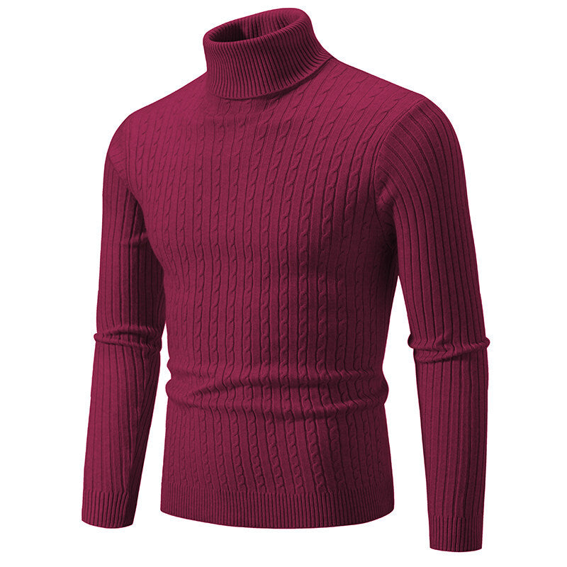 Men's turtleneck sweater with cable knit and slim fit Mune Fashion