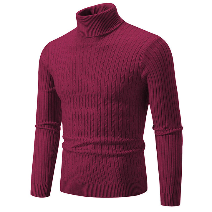 Men's turtleneck sweater with cable knit and slim fit Mune Fashion