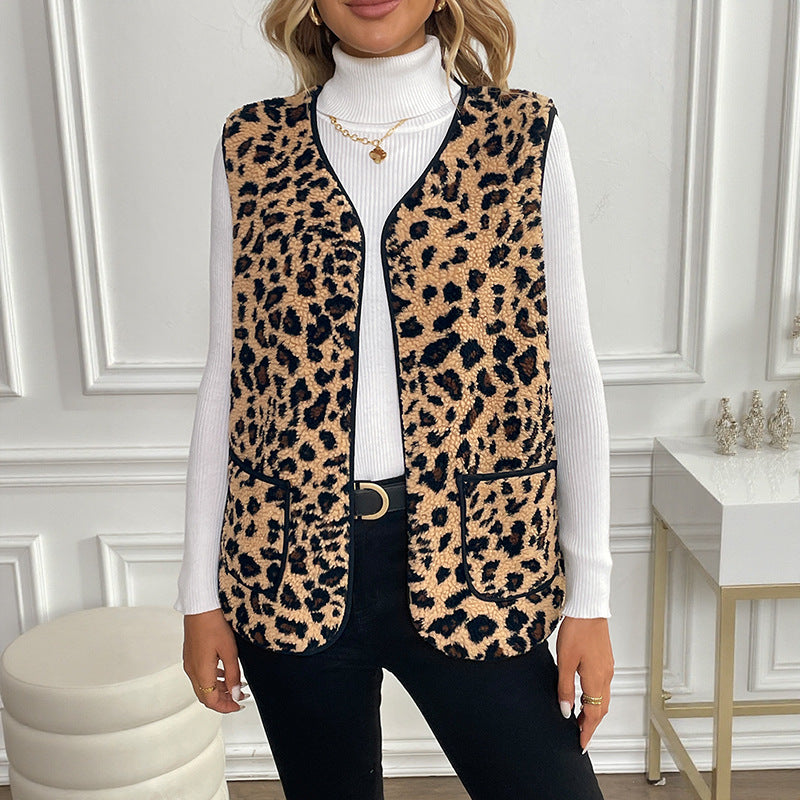 Women's Fluffy Animal Print Vest Mune Fashion