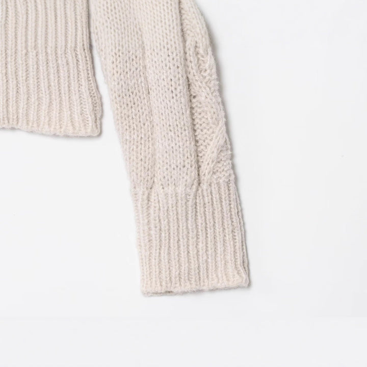 Women's Chunky Knit Cable Knit Cardigan with Stand-Up Collar and Zipper Mune Fashion