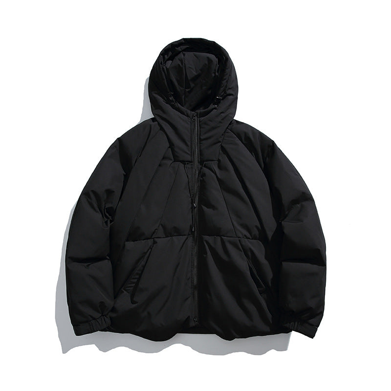 Unisex Boxy-padded hoodie with high stand-up collar and drawstring hem Mune Fashion