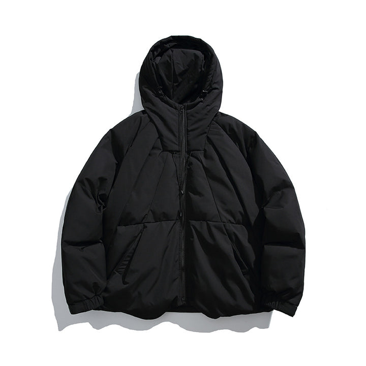 Unisex Boxy-padded hoodie with high stand-up collar and drawstring hem Mune Fashion
