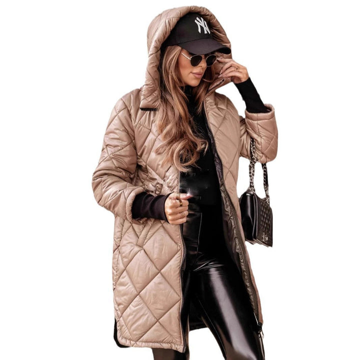 Women's Casual Quilted Jacket with Hood and Practical Pockets Mune