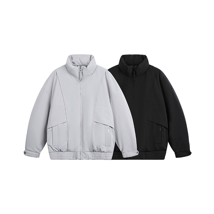 Men's Lightweight Windproof Urban-Utility Bomber Jacket with Stand Collar and Elastic Hem Mune Fashion