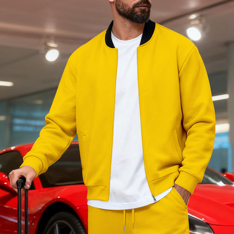 Men's casual bomber jacket in jogging set with full zipper and ribbed cuffs Mune Fashion