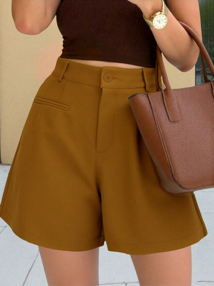 Women Elegant High-Waist Culotte Shorts with Pleats and Piped Pockets Mune Fashion