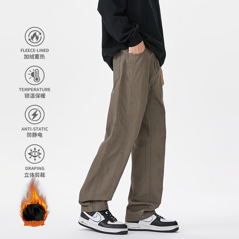 Herren Gerade geschnittene Utility-Hose mit elastischem Bund und markanten Ziernähten Mune Fashion