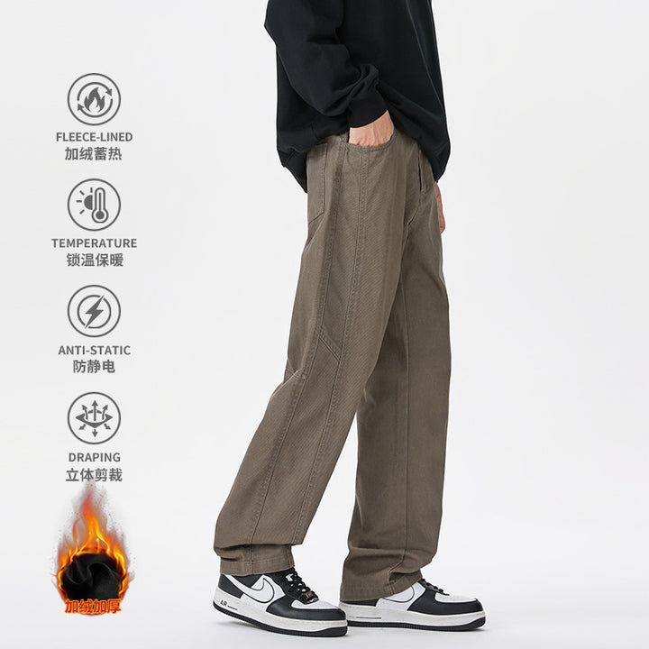 Herren Gerade geschnittene Utility-Hose mit elastischem Bund und markanten Ziernähten Mune Fashion