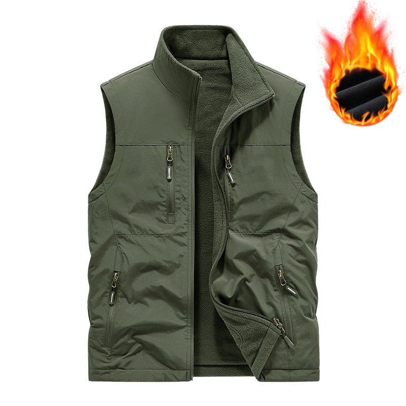 Men's Insulated Outdoor Thermal Vest with Fleece Lining, Zipper Pockets & Windproof Exterior Mune Fashion