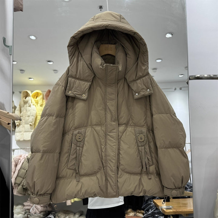 Women's Oversize Padded Jacket with Hood and High Collar Mune Fashion