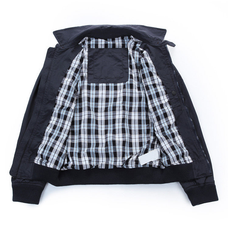 Men's Lightweight Bomber Jacket with Zipper and Checked Lining Mune Fashion