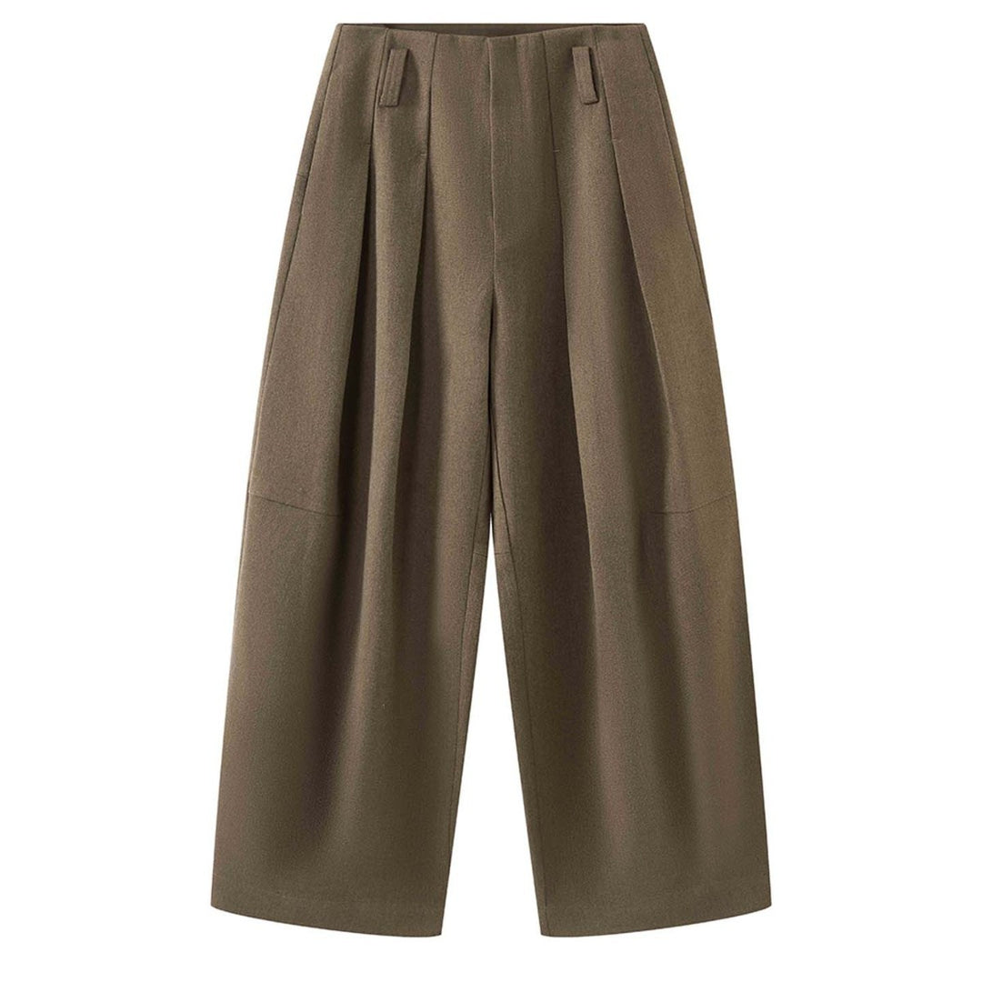 Women Wide High-waisted Pleated Culotte Pants Mune Fashion