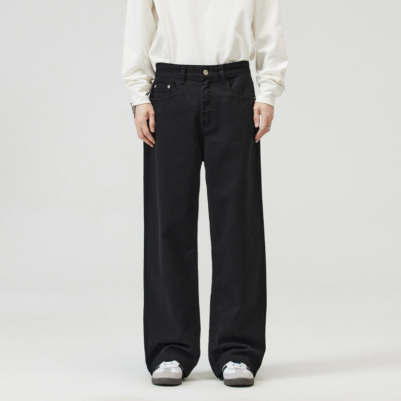 Men's loose-fitting cotton denim jeans with straight leg and clean minimal design Mune Fashion