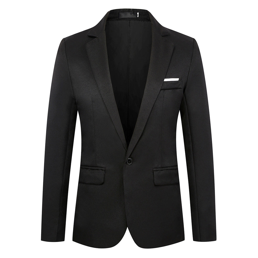 Men's fitted satin blazer with slim silhouette, notch lapel and decorative chest piping Mune Fashion